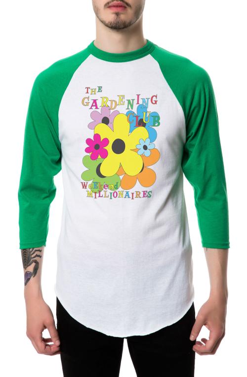 The Flower Patch Raglan in Kelly Green and White (Green Sleeves)
