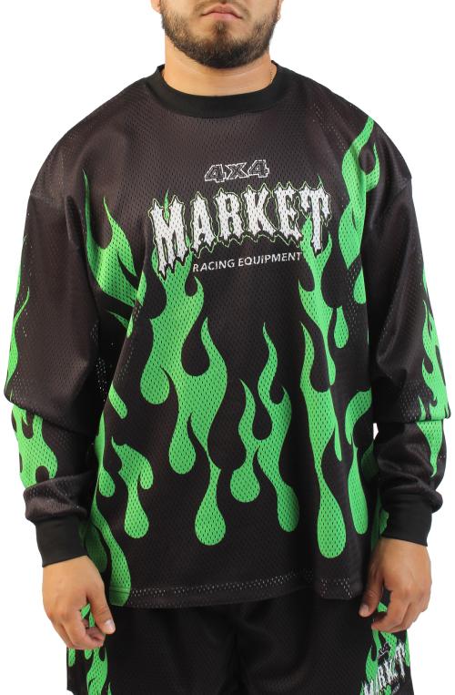 Toxic Flames Mesh Long Sleeve Shirt