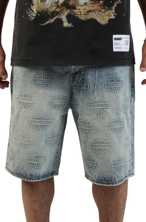 Shield Debossed Pattern Shorts